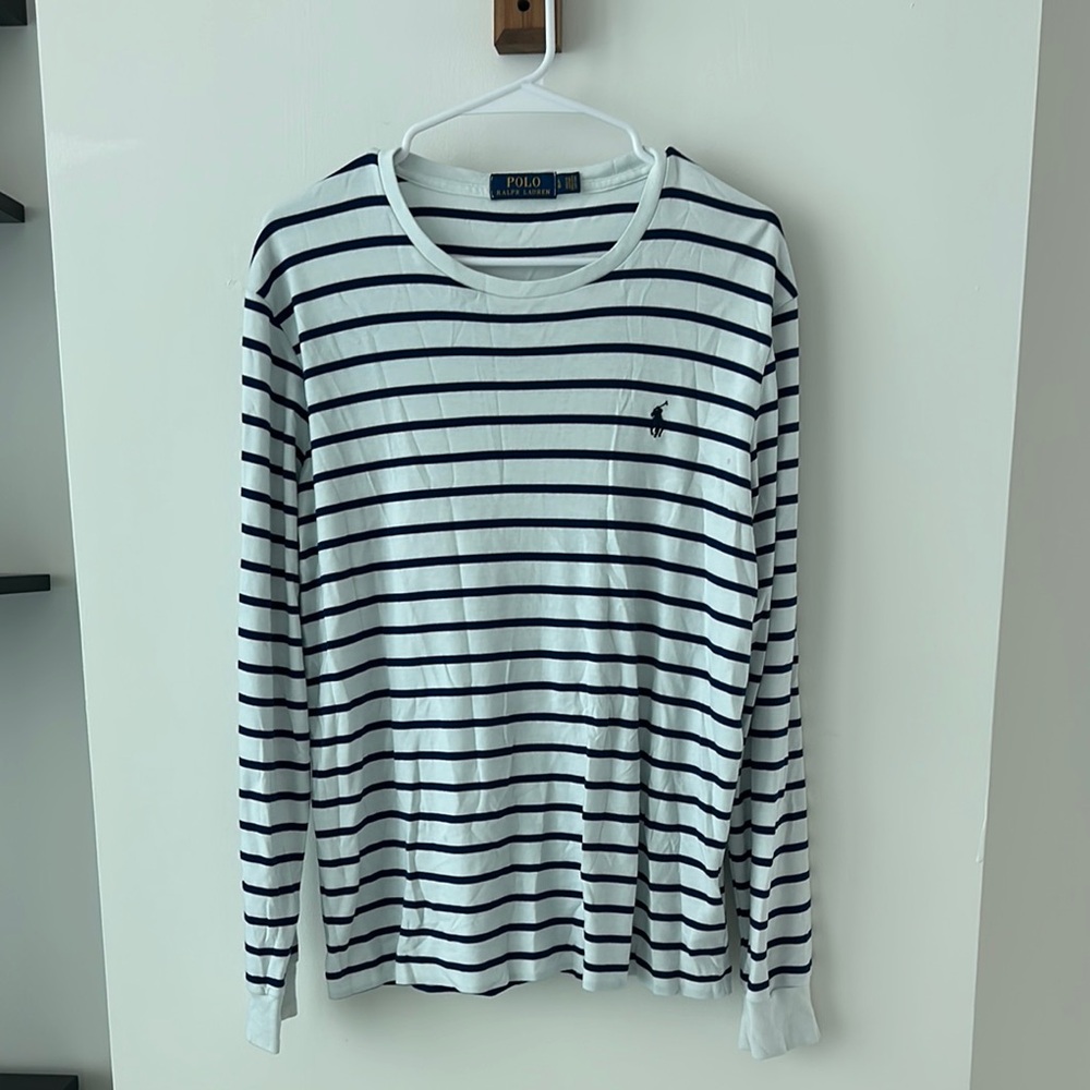 Polo by Ralph Lauren Long Sleeve Tee in White and Black